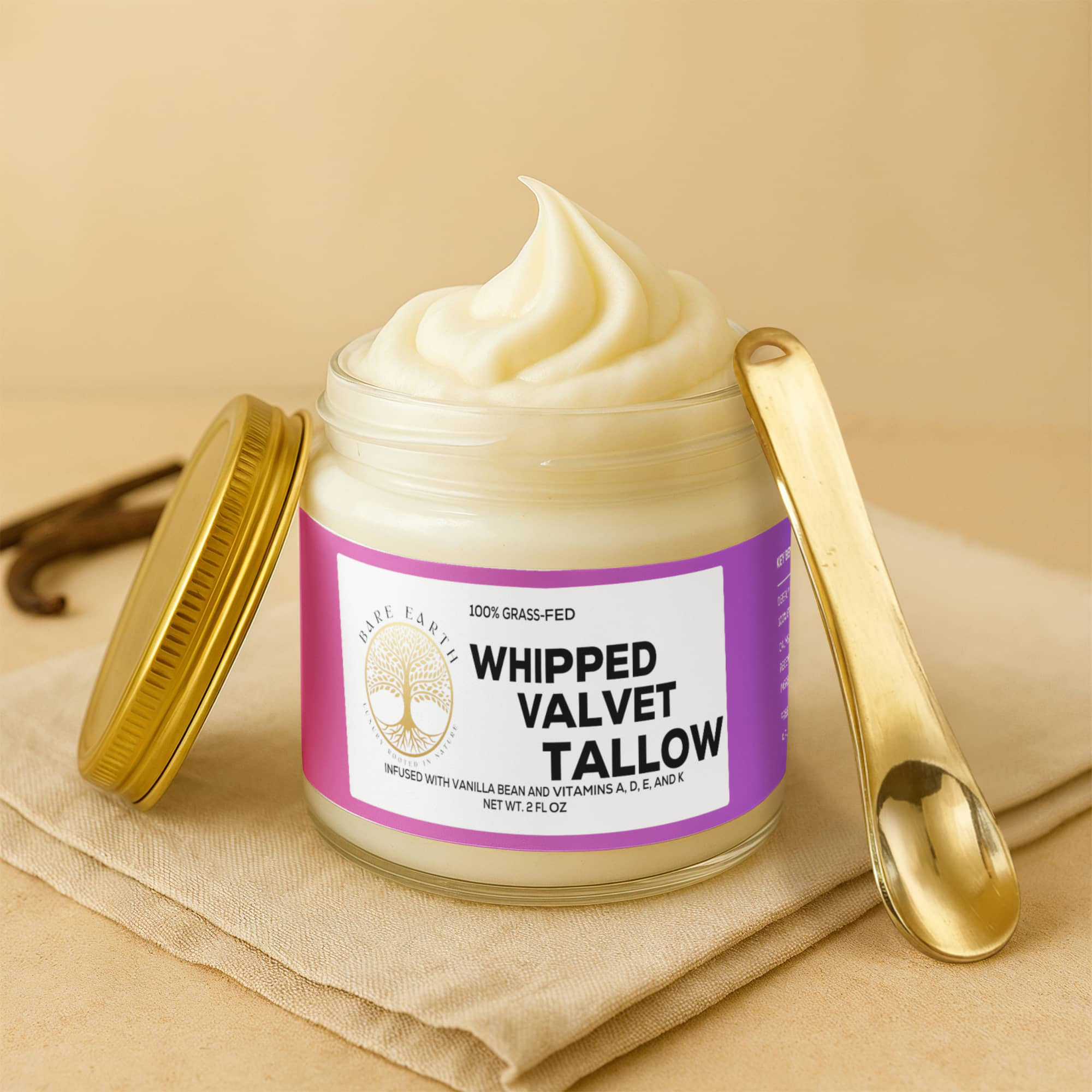 Whipped Grass-Fed Tallow Balm with Vanilla Bean
